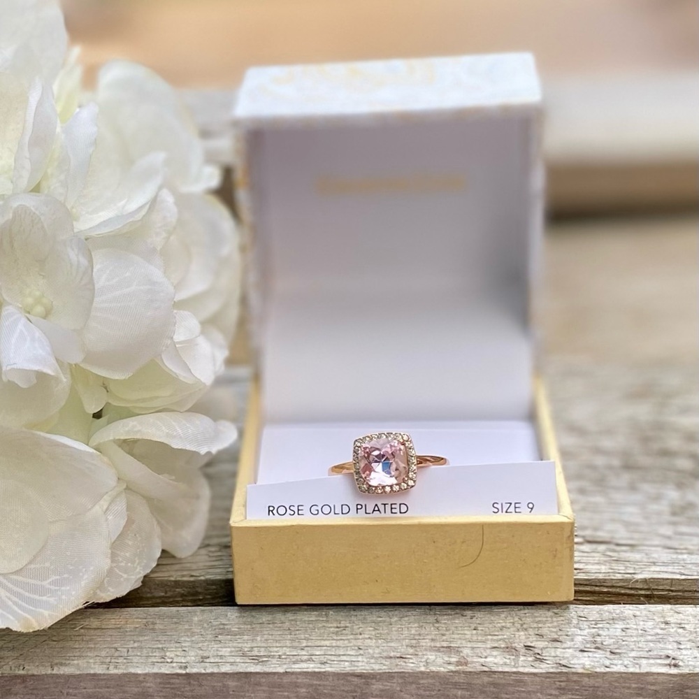 NWT CHARTER CLUB ROSE GOLD PLATED BLUSH CUBIC ZIRCONIA RING - 9